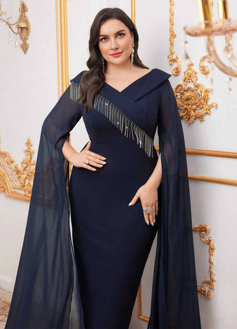 Темно-синя вечірня сукня футляр SHEIN однотонна