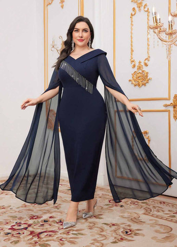 Темно-синя вечірня сукня футляр SHEIN однотонна