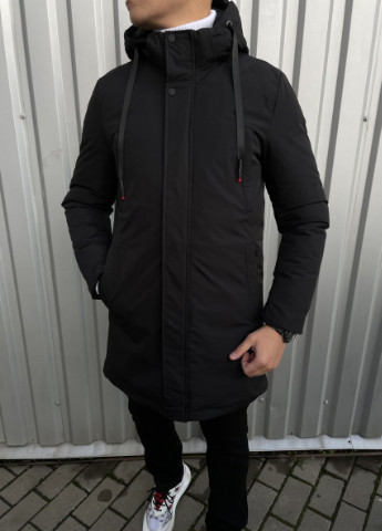 Черная зимняя куртка зимняя удлиненная польто KFGL L3 21