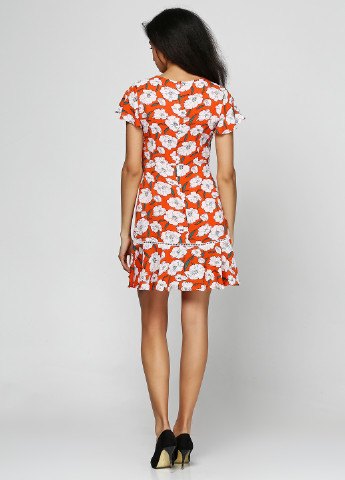 Оранжево-красное кэжуал платье My Collection с цветочным принтом