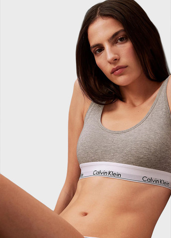Серый топ бюстгальтер Calvin Klein без косточек хлопок