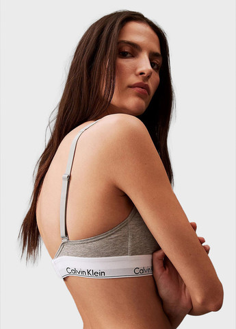 Серый топ бюстгальтер Calvin Klein без косточек хлопок