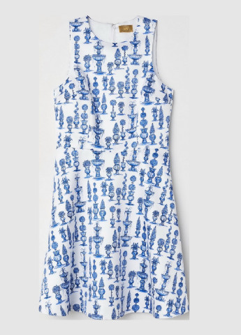 Білий коктейльна атласна сукня з малюнком H&M однотонна