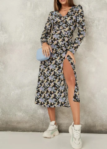 Чорна кежуал плаття, сукня Missguided з квітковим принтом
