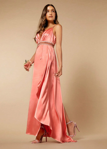 Коралловое вечернее платье SHEIN однотонное