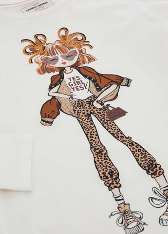 Молочный демисезонный кэжуал лонгслив Original Marines с рисунком