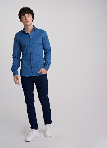 Синяя кэжуал рубашка SELA с длинным рукавом