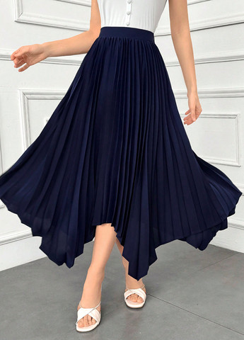 Темно-синяя кэжуал однотонная юбка SHEIN плиссе
