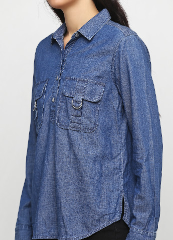 Синяя джинсовая рубашка однотонная Gap с длинным рукавом