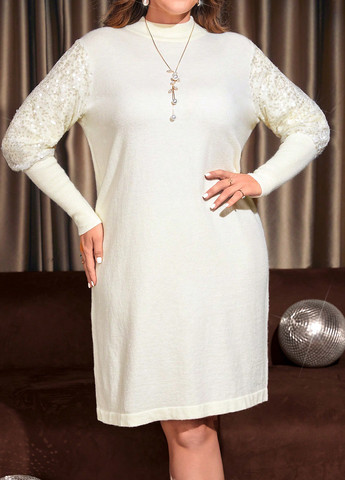 Молочна кежуал сукня сукня светр SHEIN однотонна