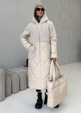 Светло-бежевая зимняя куртка No Brand