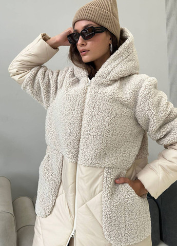 Светло-бежевая зимняя куртка No Brand