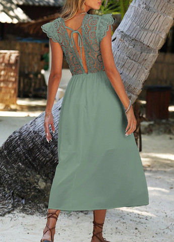 Зеленое кэжуал платье а-силуэт SHEIN однотонное