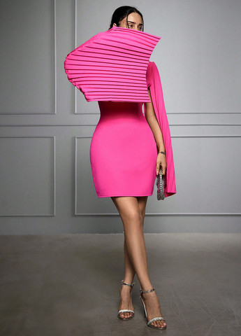 Рожева святковий, коктейльна сукня сукня-кейп SHEIN однотонна