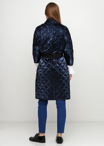 Темно-синее демисезонное Пальто-халат двубортное Carla Giannini