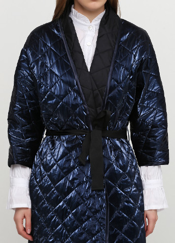 Темно-синее демисезонное Пальто-халат двубортное Carla Giannini