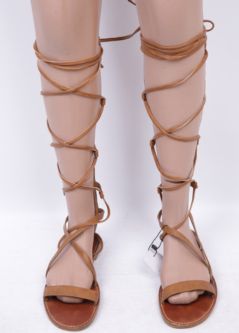 Женские кэжуал сандалии Even&Odd коричневого цвета на молнии со шнуровкой
