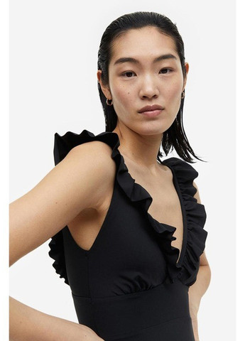 Черный летний купальник слитный H&M