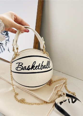 Жіноча класична кругла сумка баскетбольний м'яч на ланцюжку бежева молочна біла NoName (251204239)