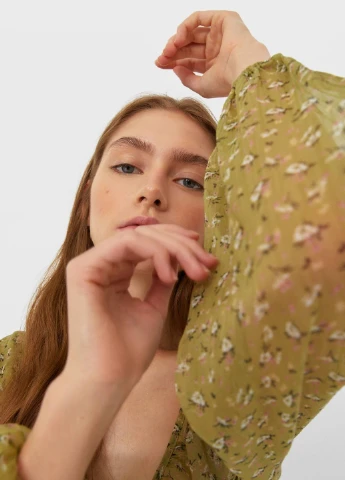 Зелёная блуза демисезон Stradivarius