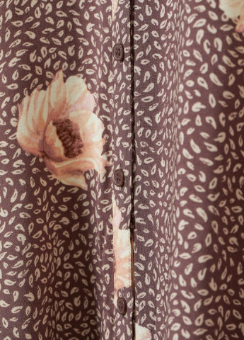 Коричневое кэжуал платье H&M с цветочным принтом