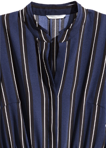 Темно-синее кэжуал платье рубашка H&M в полоску