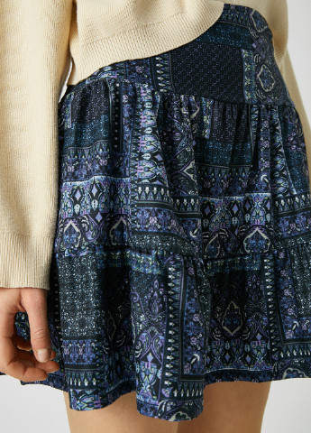 Темно-синяя кэжуал с орнаментом юбка KOTON клешированная