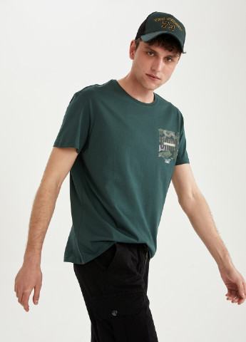 Темно-зелена літня футболка DeFacto