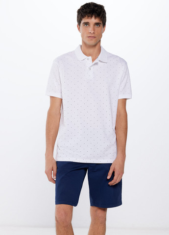 Белая футболка-поло для мужчин Springfield с геометрическим узором