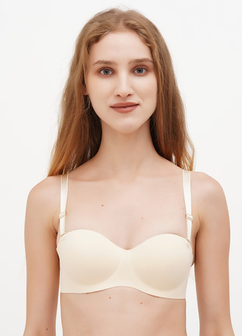 Бежевый балконет бюстгальтер Finetoo без косточек полиамид