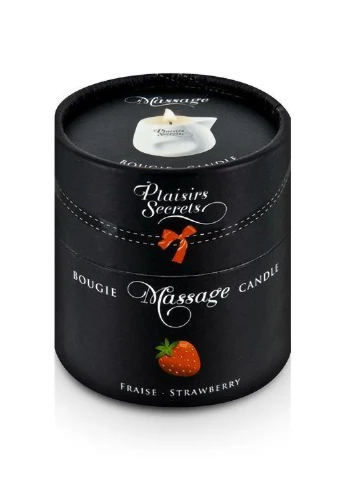 Масажна свічка Strawberry (80 мл) подарункова упаковка, керамічний посуд Plaisirs Secrets (254151893)
