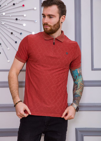 Терракотовая футболка-поло для мужчин Ager с геометрическим узором