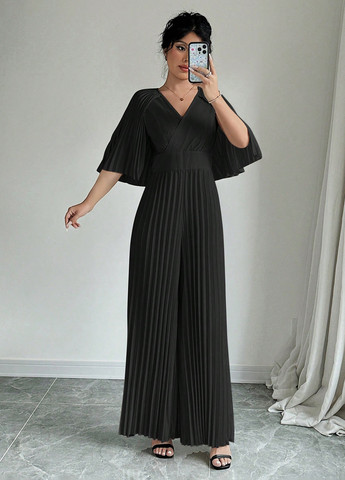 Комбінезон SHEIN комбінезон-брюки однотонний чорний кежуал поліестер