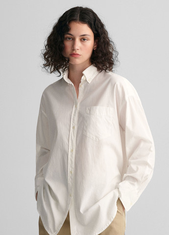 Молочная кэжуал рубашка однотонная Gant