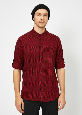 Темно-красная кэжуал рубашка с узором "гусиная лапка" KOTON