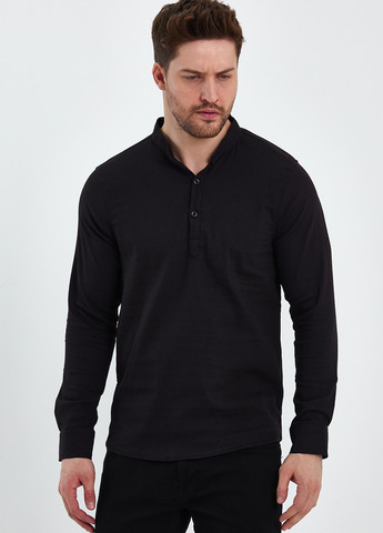 Черная кэжуал рубашка однотонная Trend Collection