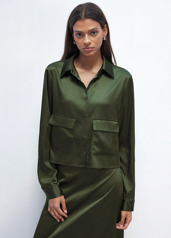 Темно-зелена блуза SHEIN