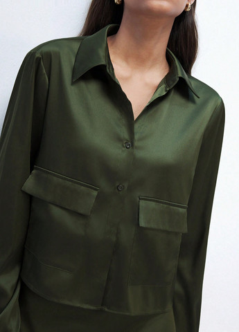 Темно-зелена блуза SHEIN