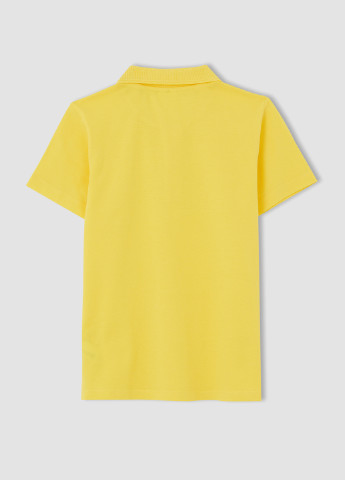 Желтая детская футболка-поло для мальчика DeFacto однотонная