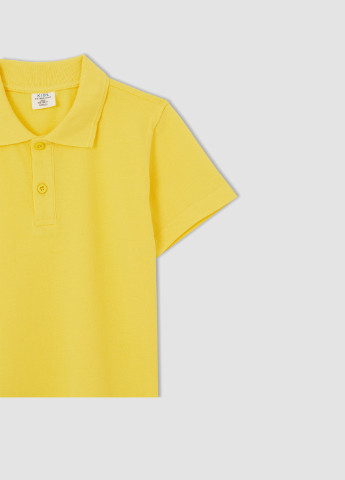 Желтая детская футболка-поло для мальчика DeFacto однотонная