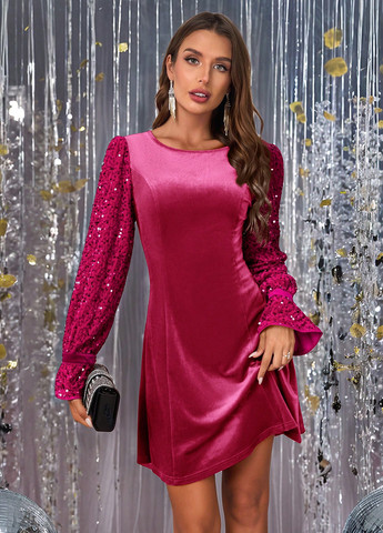 Фуксинова (кольору Фукія) вечірня сукня дзвін SHEIN однотонна