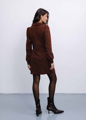 Темно-коричневое кэжуал платье рубашка Fashion однотонное