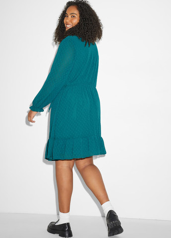 Зеленое кэжуал платье а-силуэт C&A однотонное