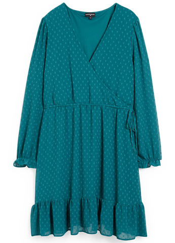 Зеленое кэжуал платье а-силуэт C&A однотонное