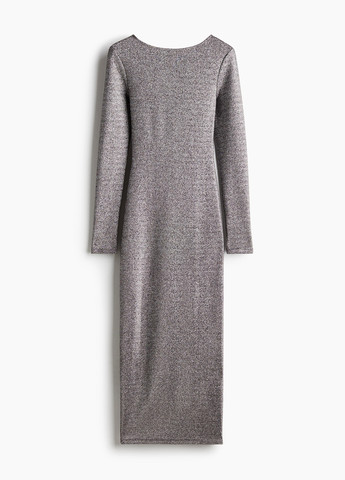 Срібна коктейльна, вечірня сукня силуетна, з відкритою спиною H&M меланжева