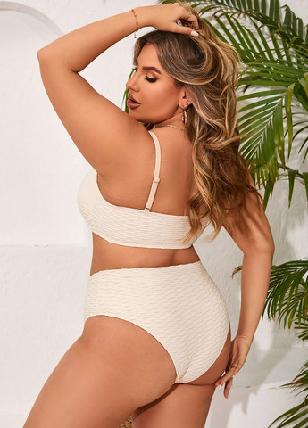 Бежевий літній купальник (ліф, трусики) роздільний, топ SHEIN