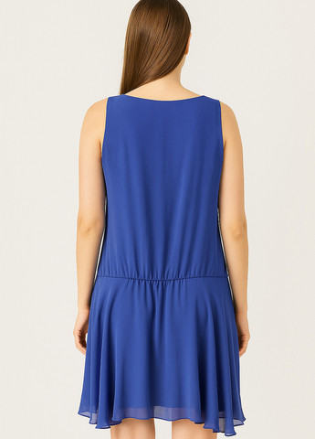 Синее кэжуал платье а-силуэт Sassofono однотонное