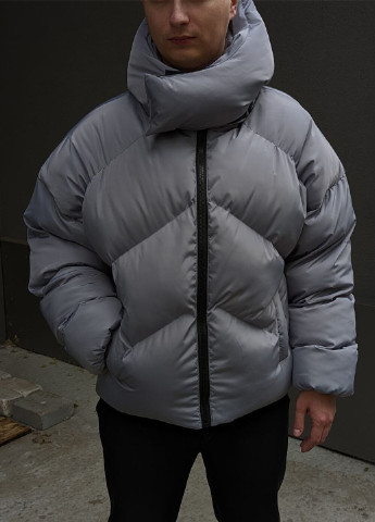 Сіра зимня оверсайз зимня куртка quadro VDLK