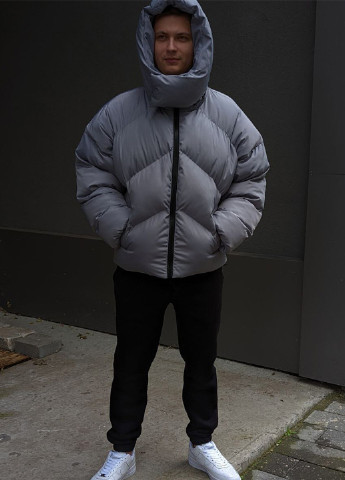 Серая зимняя оверсайз зимняя куртка quadro VDLK