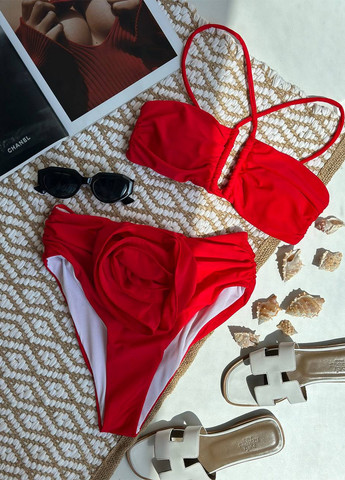 Червоний літній роздільний купальник (ліф, трусики) роздільний NOVA VEGA